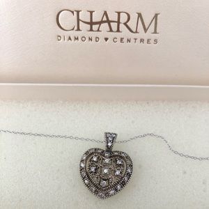 Charm Diamond Centre - Heart Pendant Necklace